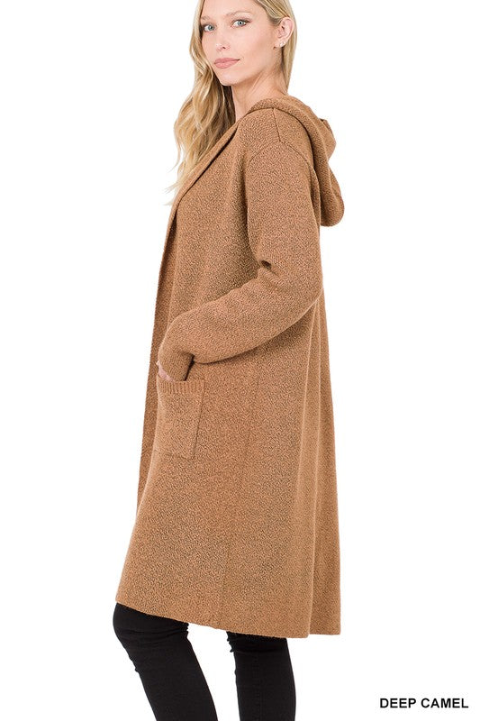 Greta Hooded Open Front Cardigan