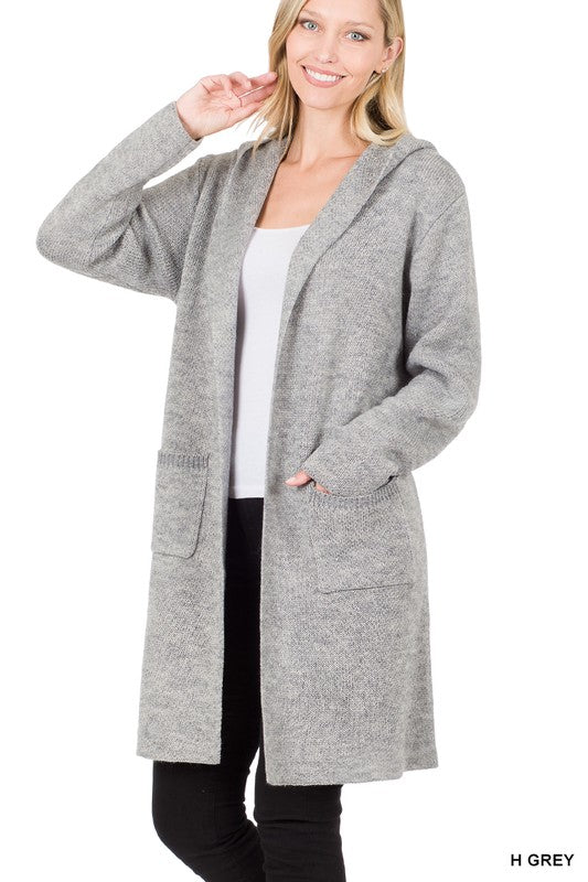 Greta Hooded Open Front Cardigan