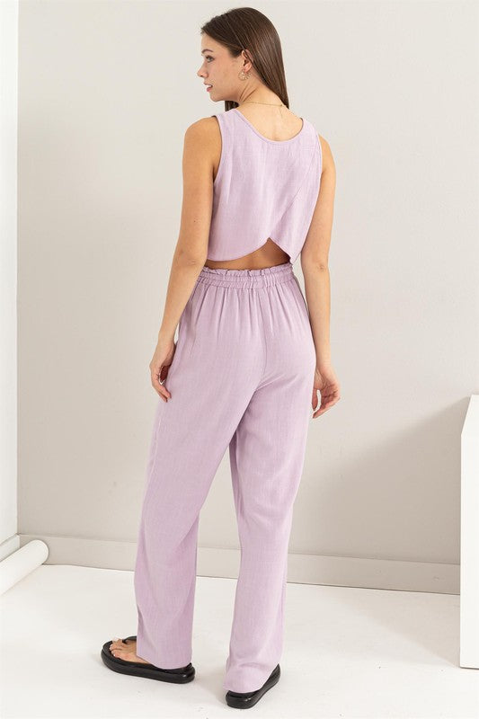 Hera Linen Blended Top and Pants Set