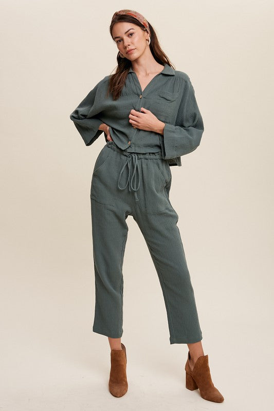 Robyn Long Sleeve Button Down Top and Pants Set