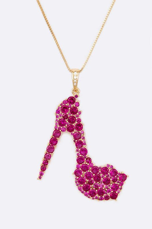 Cubic Zirconia High Heel Pendant Necklace