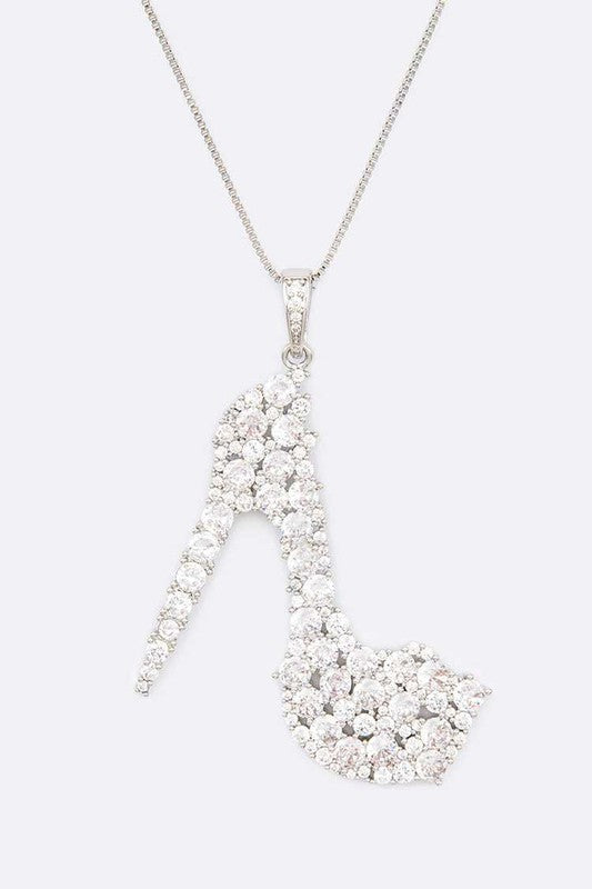 Cubic Zirconia High Heel Pendant Necklace