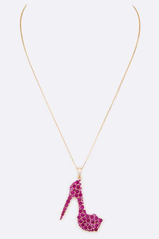 Cubic Zirconia High Heel Pendant Necklace