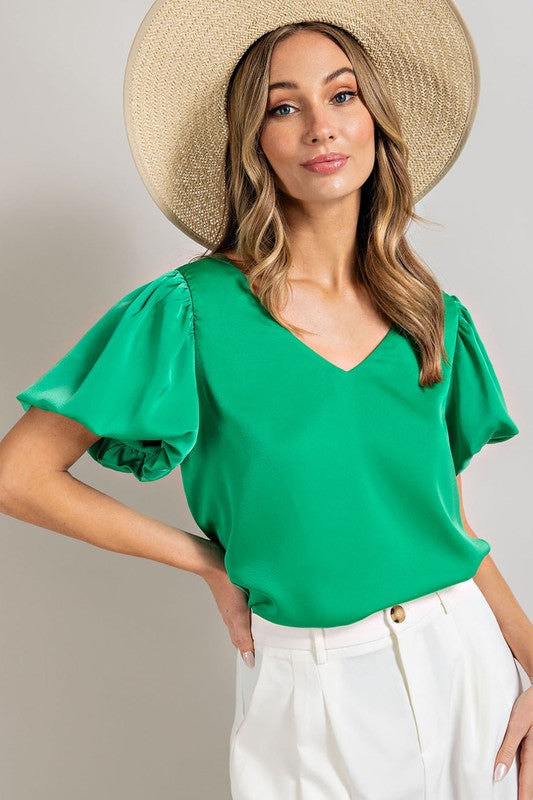 Davina V-Neck Puff Sleeve Top