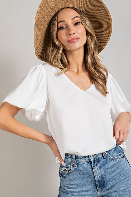 Davina V-Neck Puff Sleeve Top