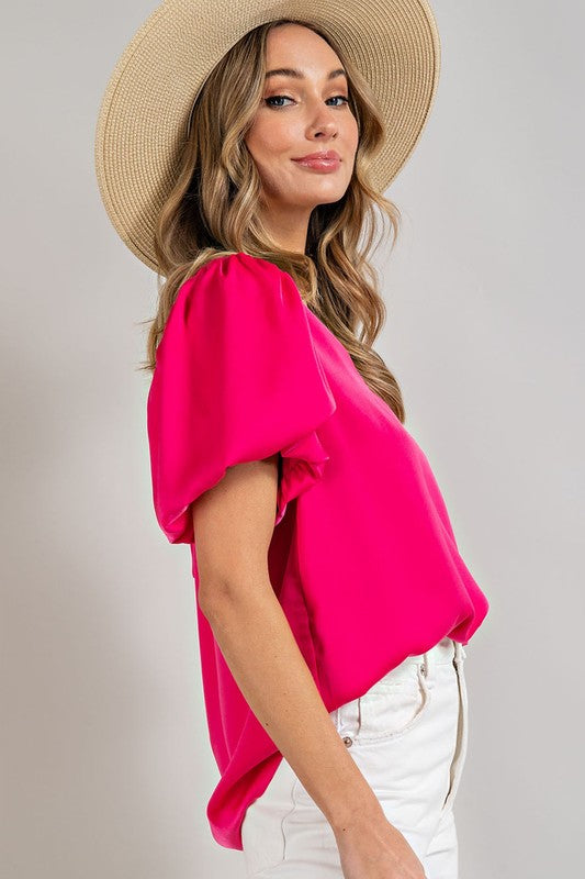 Davina V-Neck Puff Sleeve Top