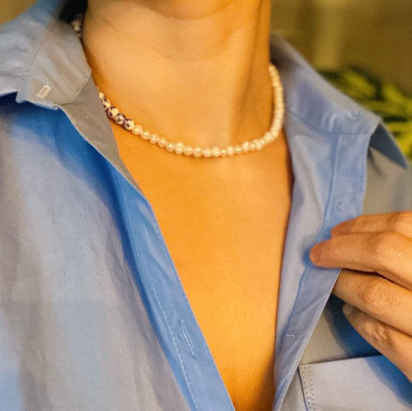 Pearls And Porcelain Choker Necklace