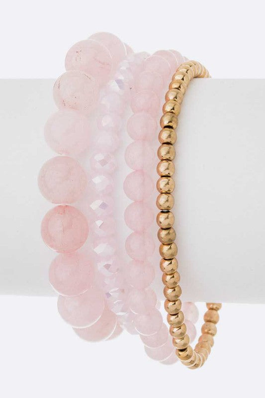 Semi Precious Bead Stretch Bracelet Set