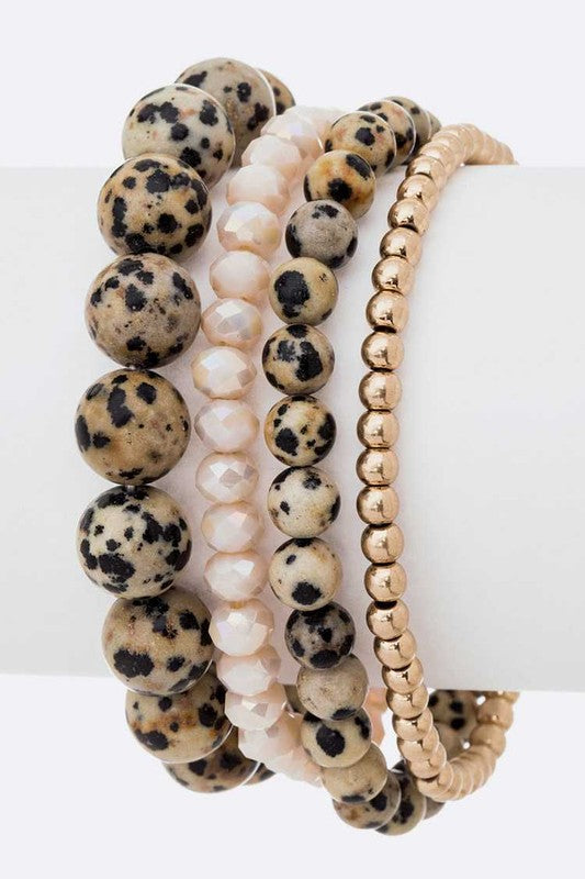 Semi Precious Bead Stretch Bracelet Set