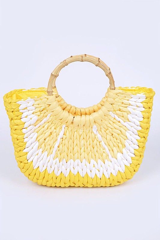 Faux Straw Lemon Summer Tote