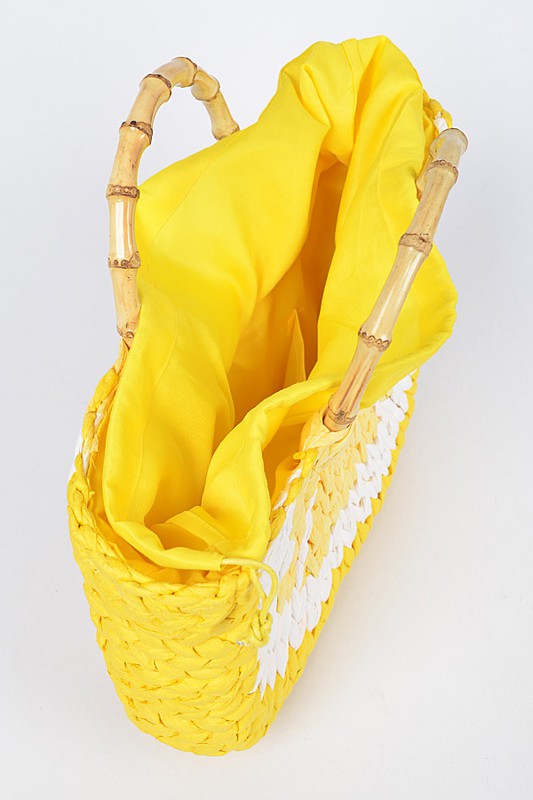 Faux Straw Lemon Summer Tote