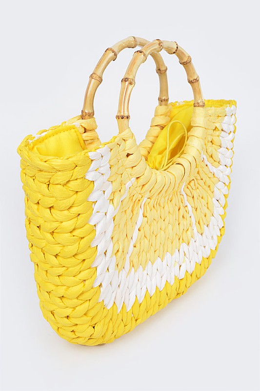 Faux Straw Lemon Summer Tote