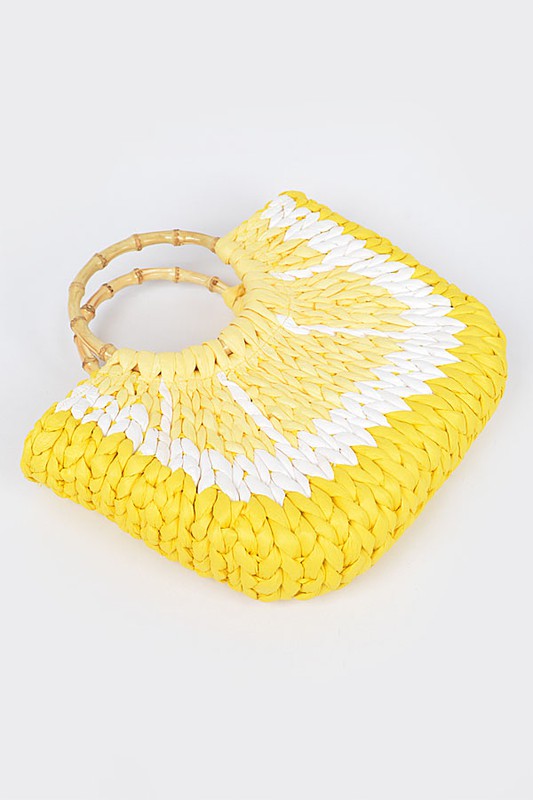 Faux Straw Lemon Summer Tote