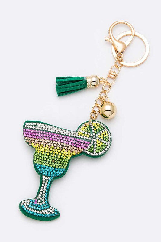 Rhinestone Margarita Pillow Key Chain