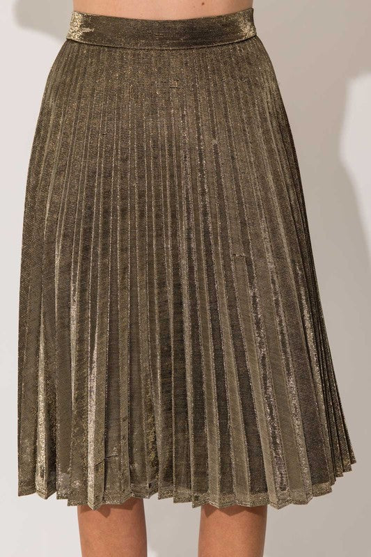 Leann Lurex Pleated Skirt