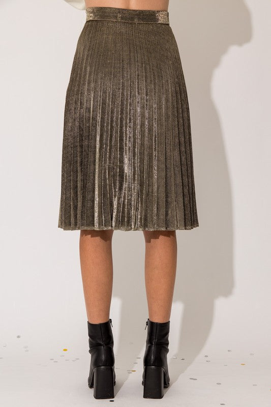 Leann Lurex Pleated Skirt