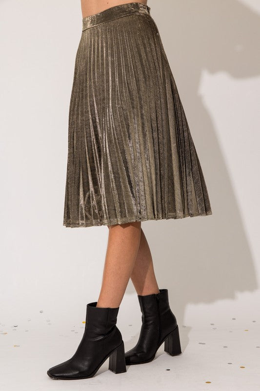 Leann Lurex Pleated Skirt