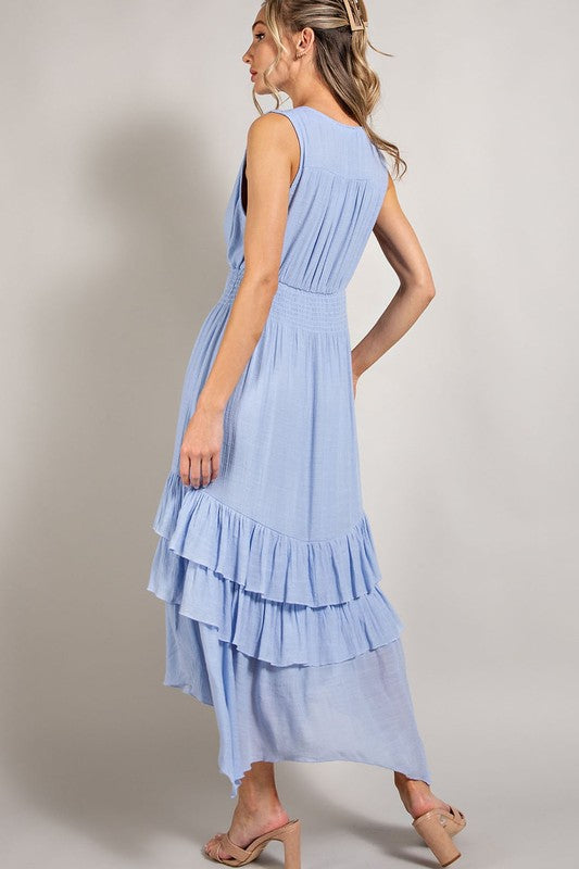 Pia V-Neck Ruffle Maxi Dress