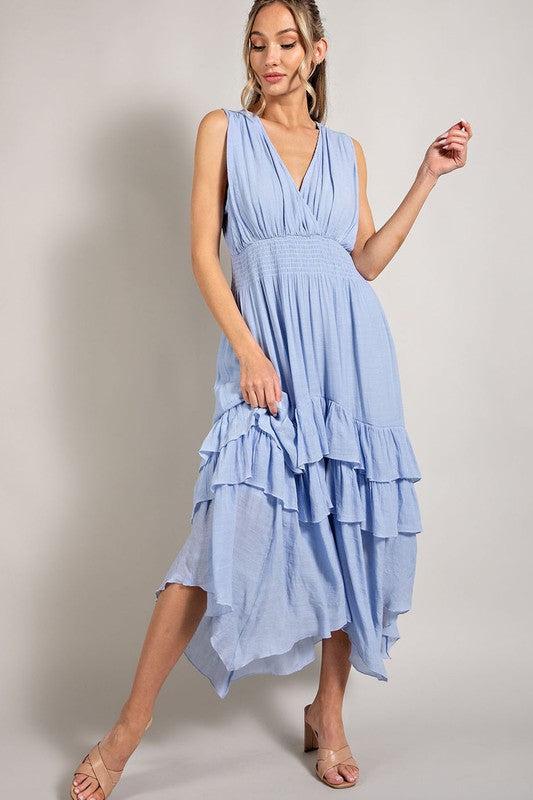 Pia V-Neck Ruffle Maxi Dress