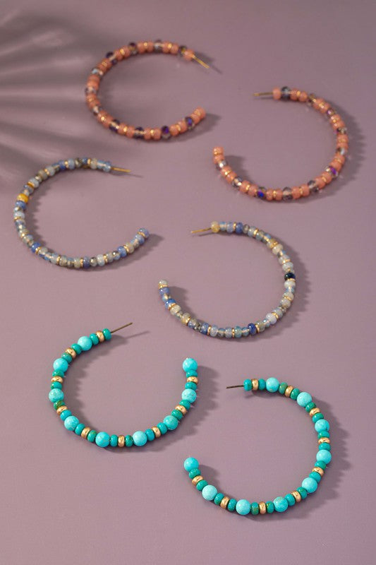 Ariah Semi Precious Stone Hoop Earrings