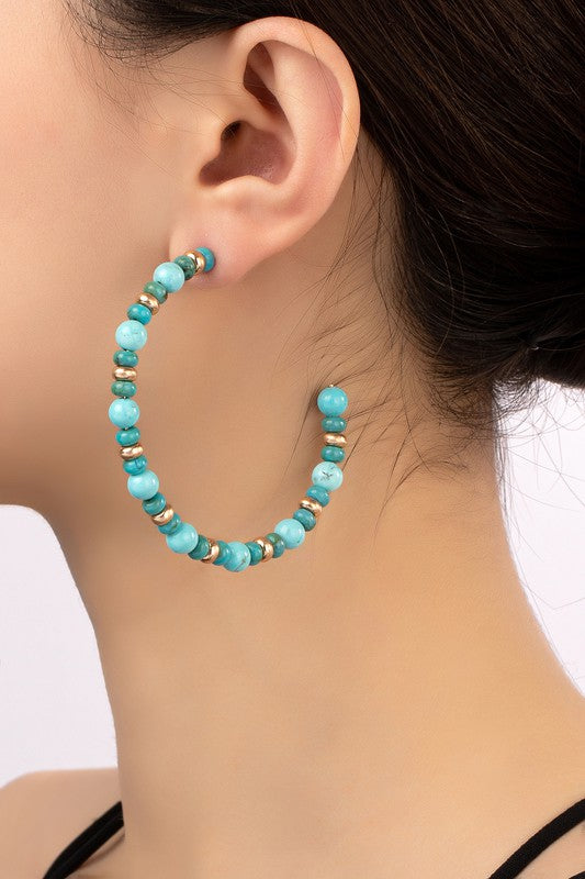 Ariah Semi Precious Stone Hoop Earrings