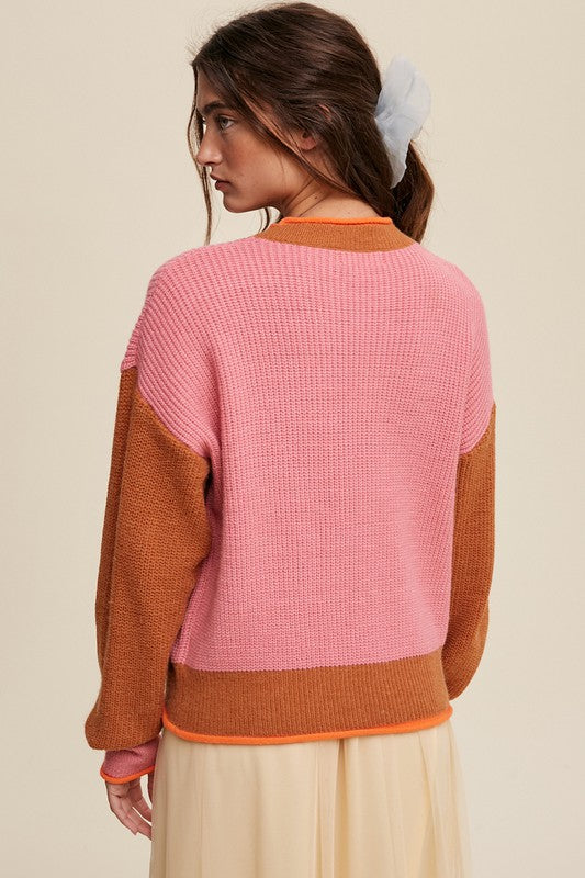 Reese Color Block Ribbed Knit Sweater