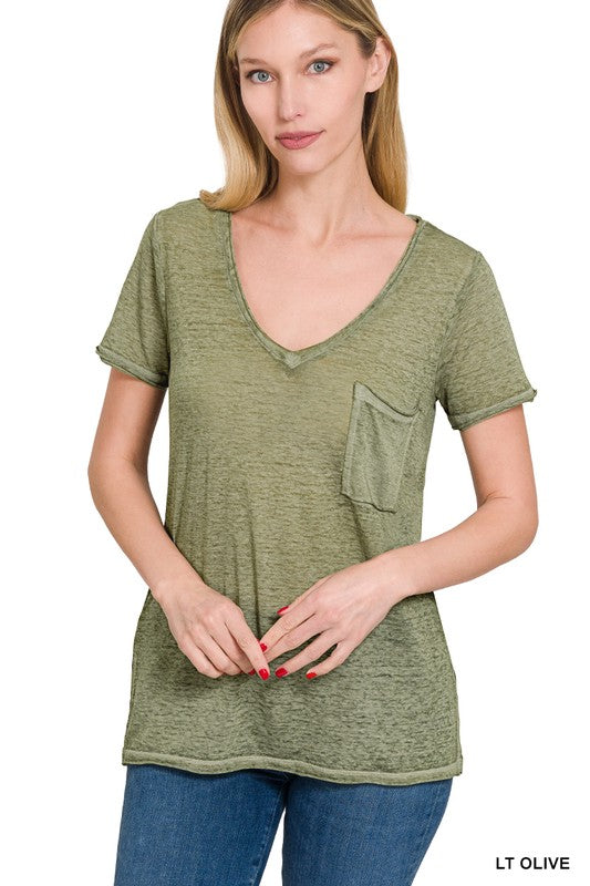 Melange Scoop V-Neck Top