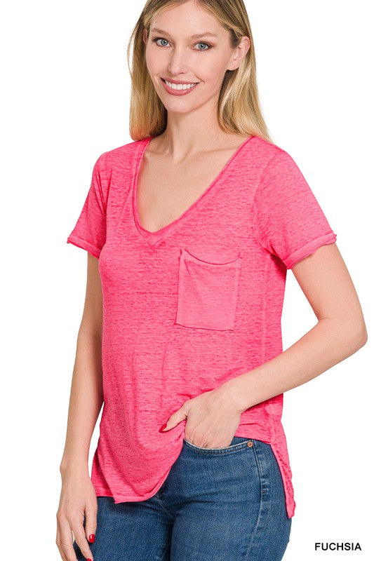 Melange Scoop V-Neck Top