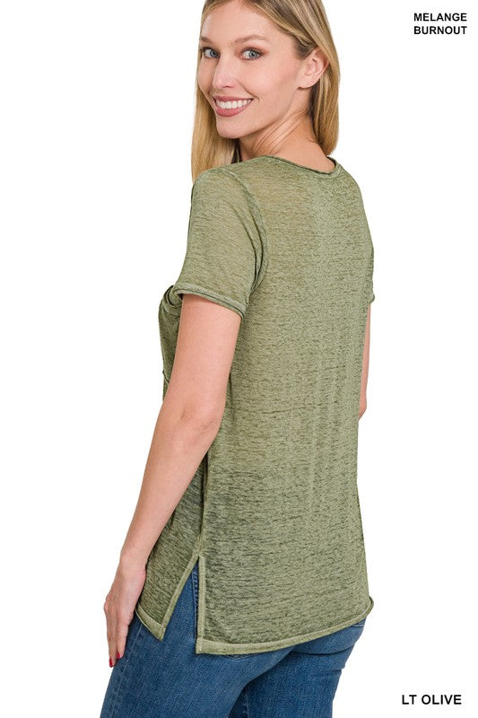 Melange Scoop V-Neck Top