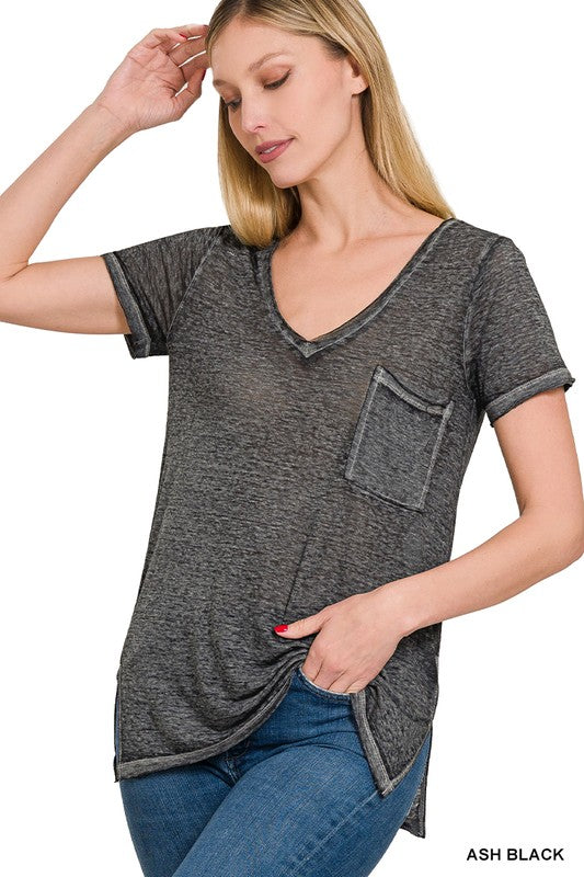 Melange Scoop V-Neck Top