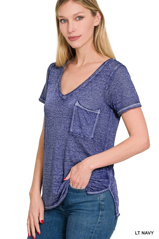 Melange Scoop V-Neck Top