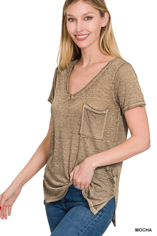 Melange Scoop V-Neck Top