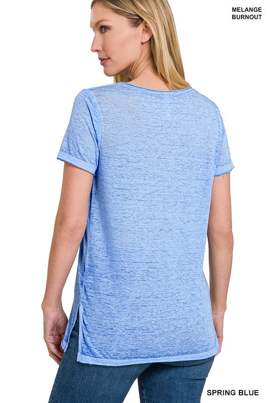 Melange Scoop V-Neck Top