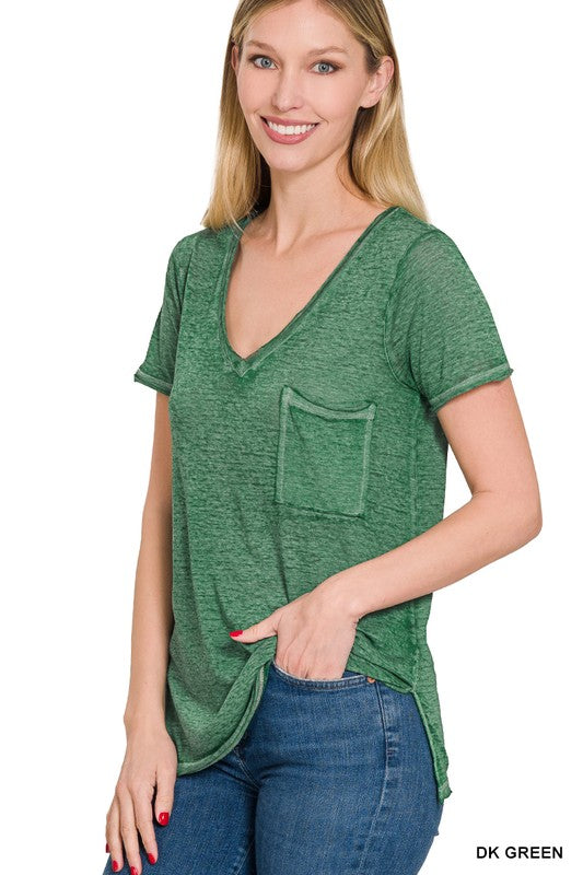 Melange Scoop V-Neck Top