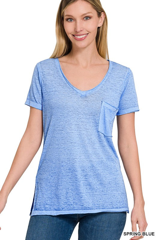 Melange Scoop V-Neck Top