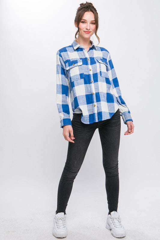 Sherry Plaid Button Down Top