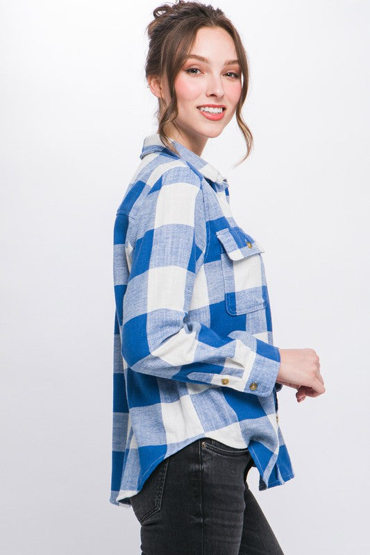 Sherry Plaid Button Down Top