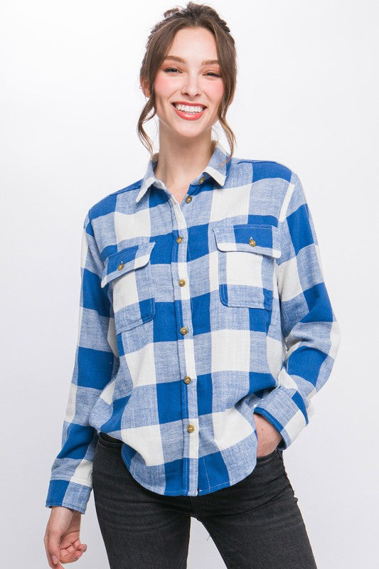 Sherry Plaid Button Down Top