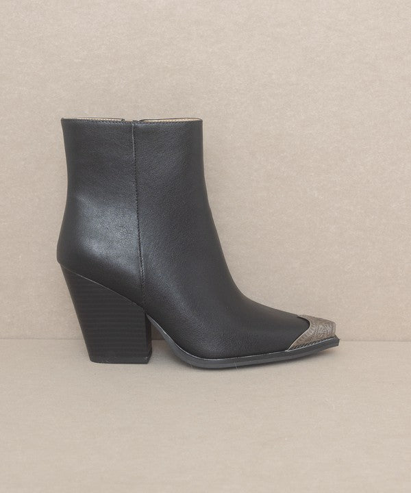 Zionah Bootie with Etched Metal Toe