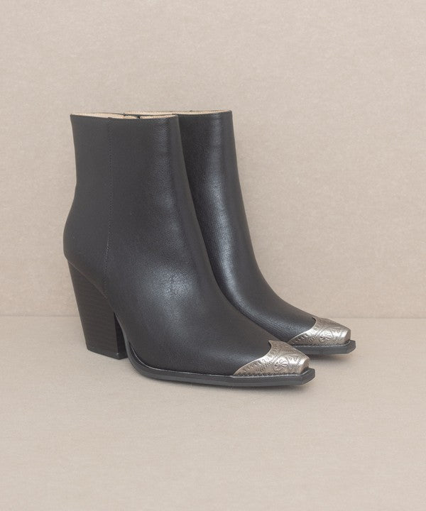 Zionah Bootie with Etched Metal Toe