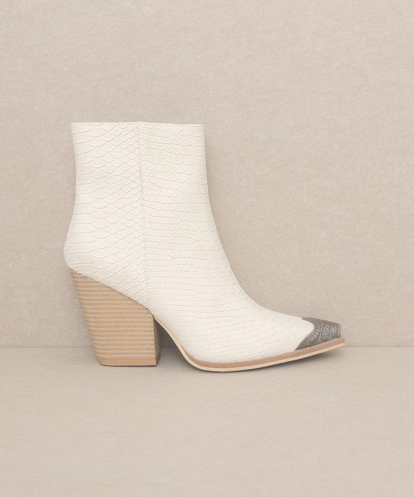 Zionah Bootie with Etched Metal Toe