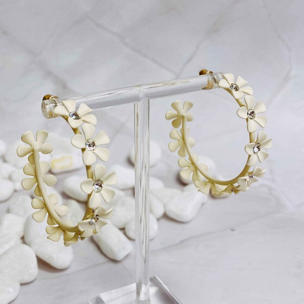 Mimi Muted Flower Hoop Earrings