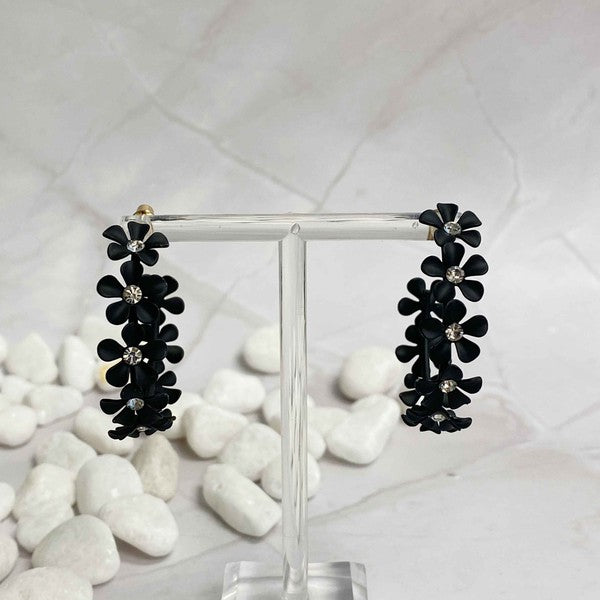 Mimi Muted Flower Hoop Earrings