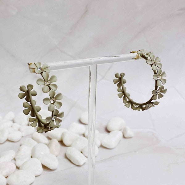 Mimi Muted Flower Hoop Earrings