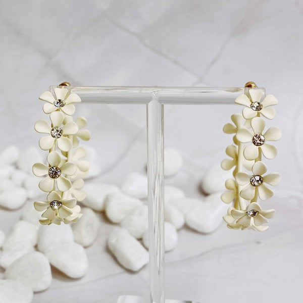 Mimi Muted Flower Hoop Earrings