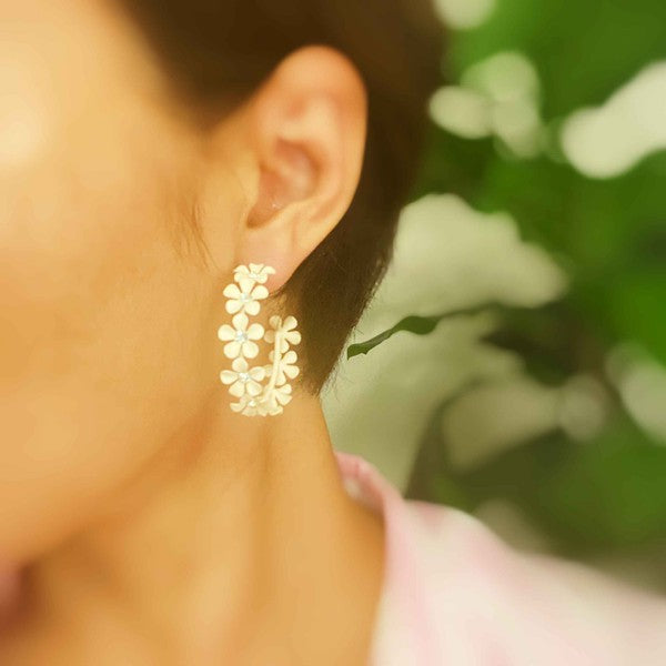 Mimi Muted Flower Hoop Earrings