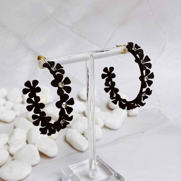 Mimi Muted Flower Hoop Earrings