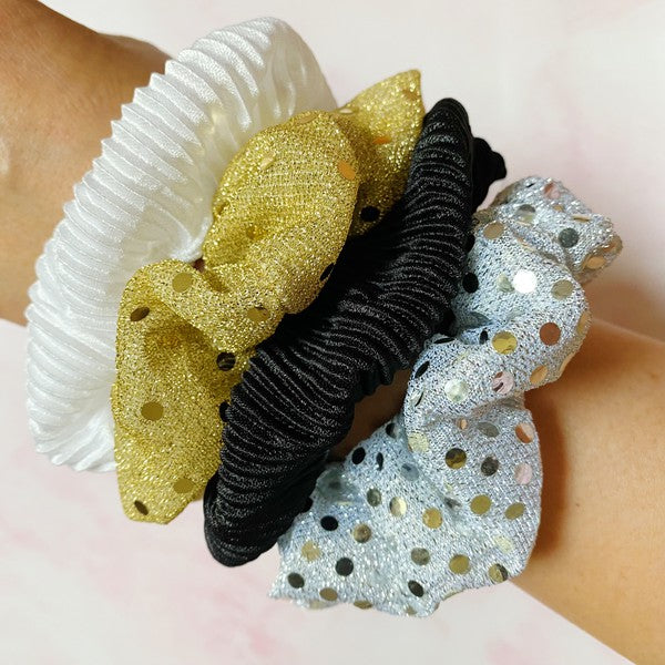 Shimmery Scrunchie Set Of 4