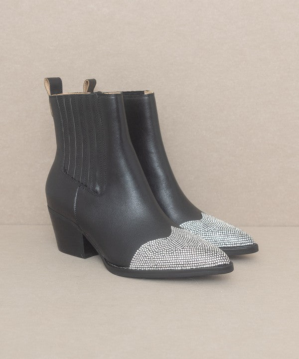 Zuree Rhinestone Toed Booties