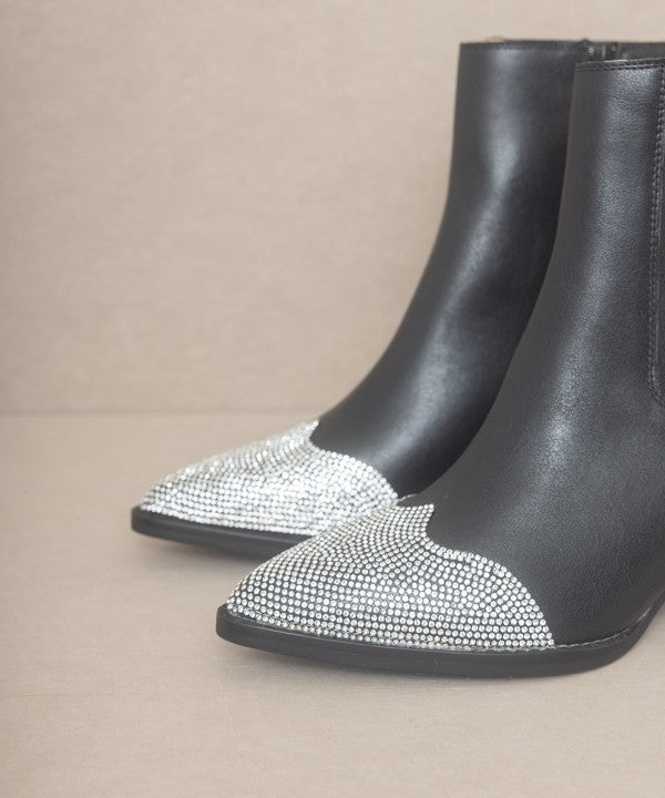 Zuree Rhinestone Toed Booties